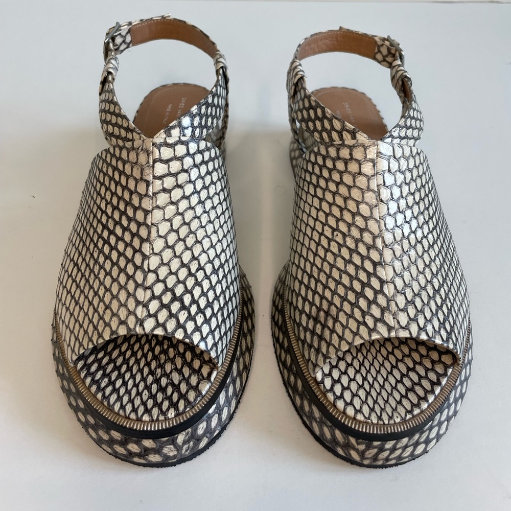Dries Van Noten Snakeskin Print Slingback Sandals EU Size 37